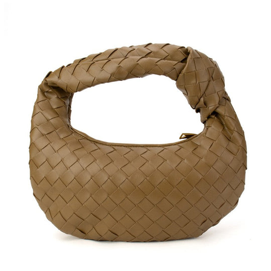 Babs+Birdie knotted woven handbag, brown, knotted woven handle