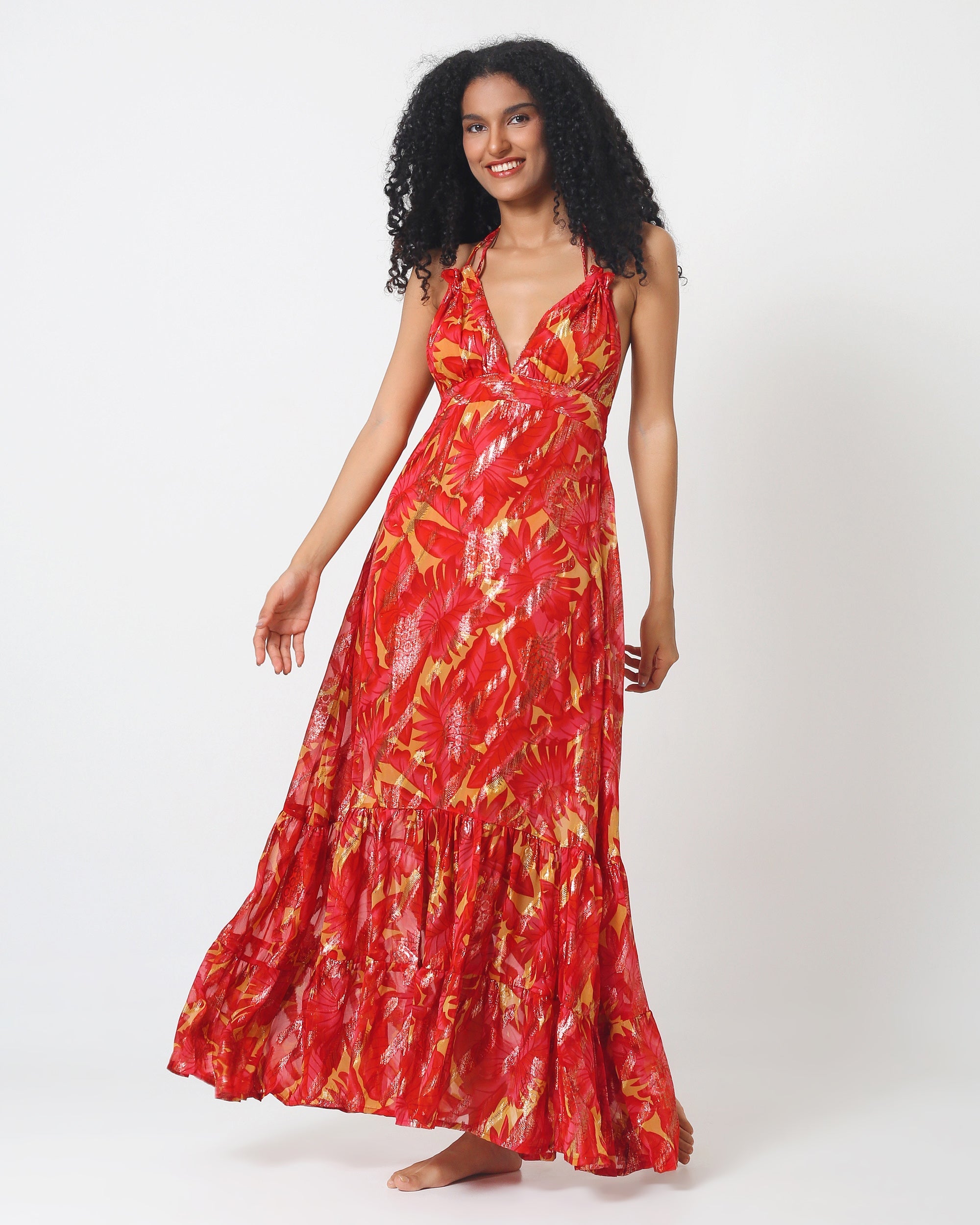 Buenos Aires Dress by Always Oliver, sleeveless maxi with V-neck and ruffled hem