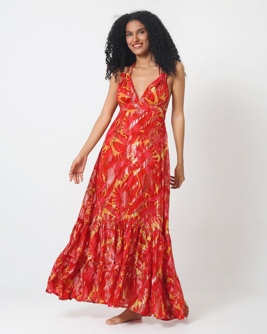 Buenos Aires Dress by Always Oliver, sleeveless maxi with V-neck and ruffled hem