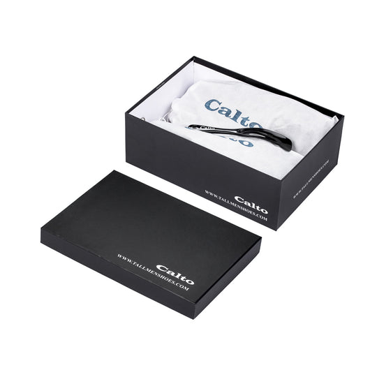 CALTO Q152 shoe box set, black packaging with brand name and site text