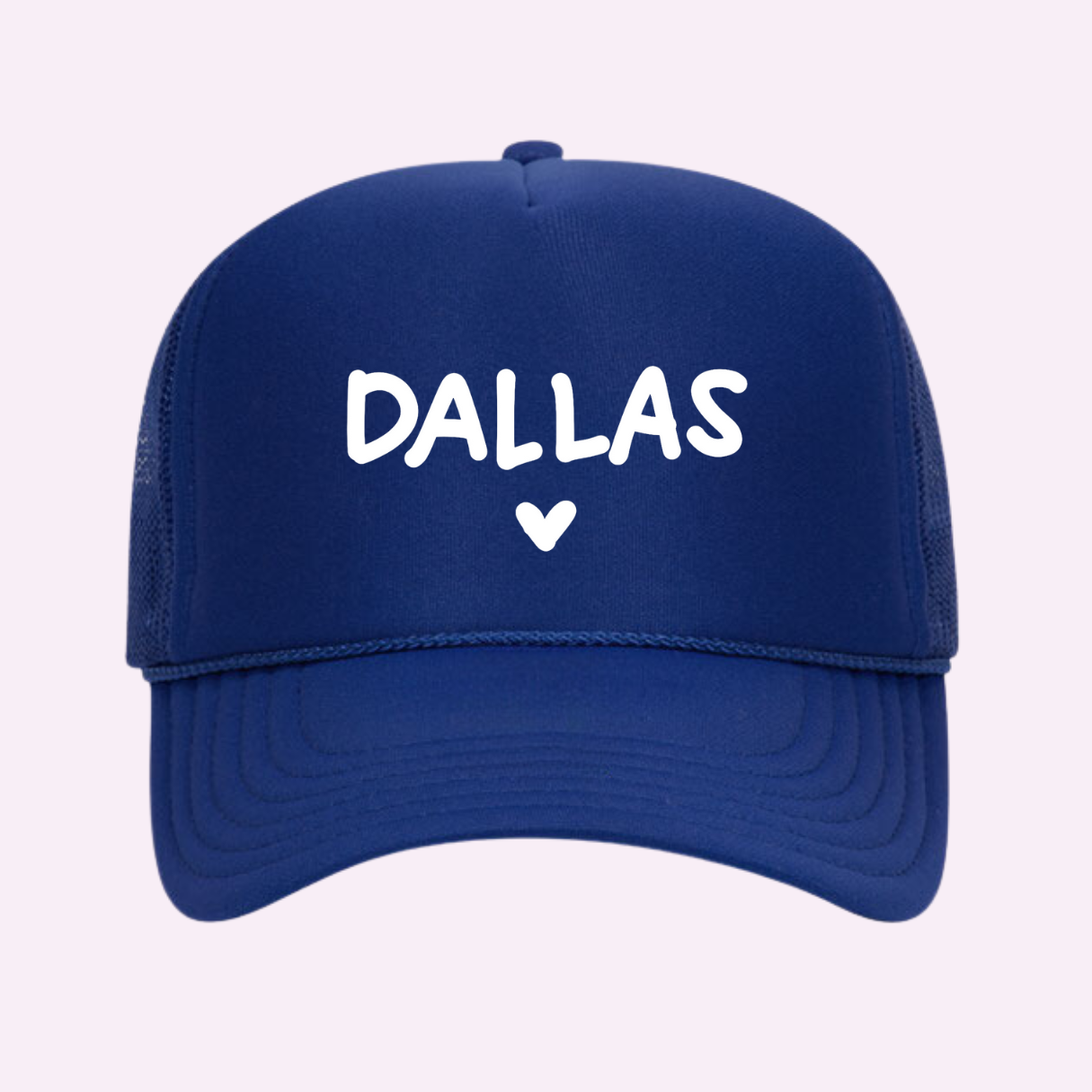 Trucker hat in Blue mit DALLAS-Schrift und Herz vorn