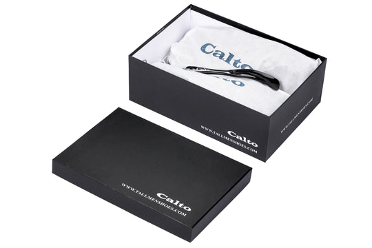 CALTO shoebox and lid with printed logo branding