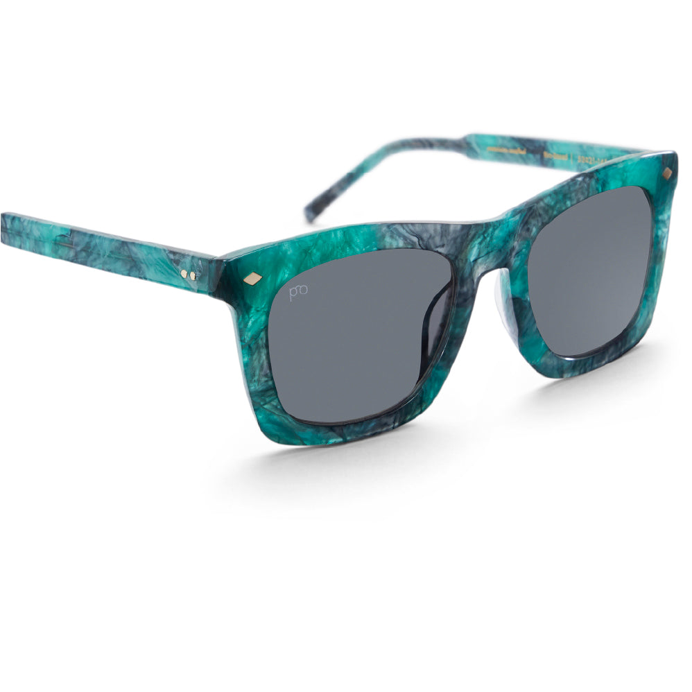 Devlin sunglasses, turquoise marbled frame and dark smoke lenses
