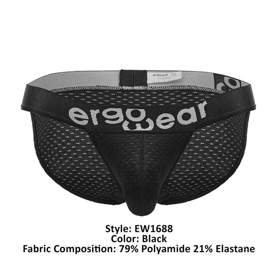 ErgoWear EW1688 MAX FLOW bikini briefs black, style and fabric info shown