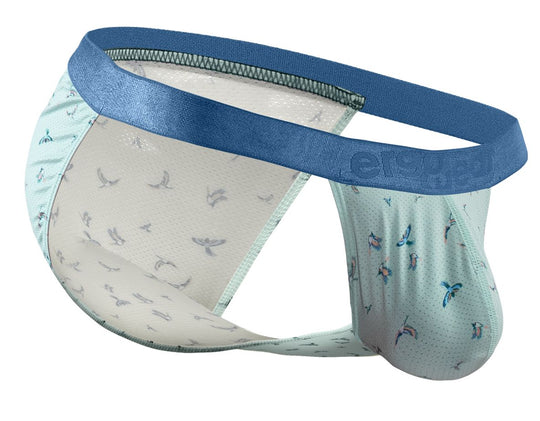 Frost-Birds Bikinihose EW1777 SLK SE, Vorderansicht der Mesh-Optik, blaues Gummiband
