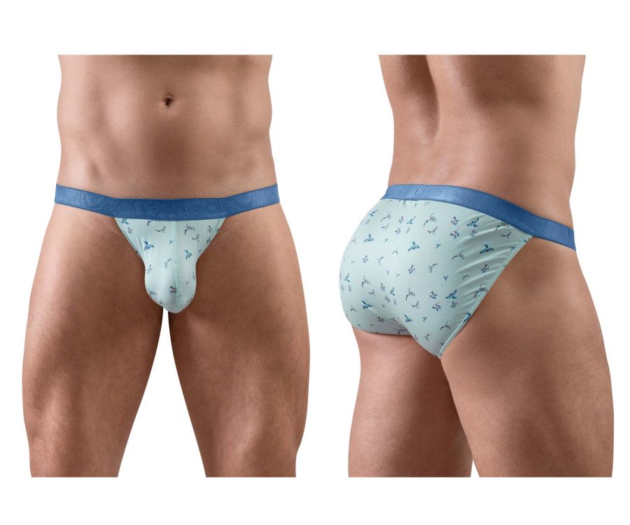 ErgoWear EW1777 SLK SE Bikinihose Frost-Birds, helles Türkis mit blauem Bund