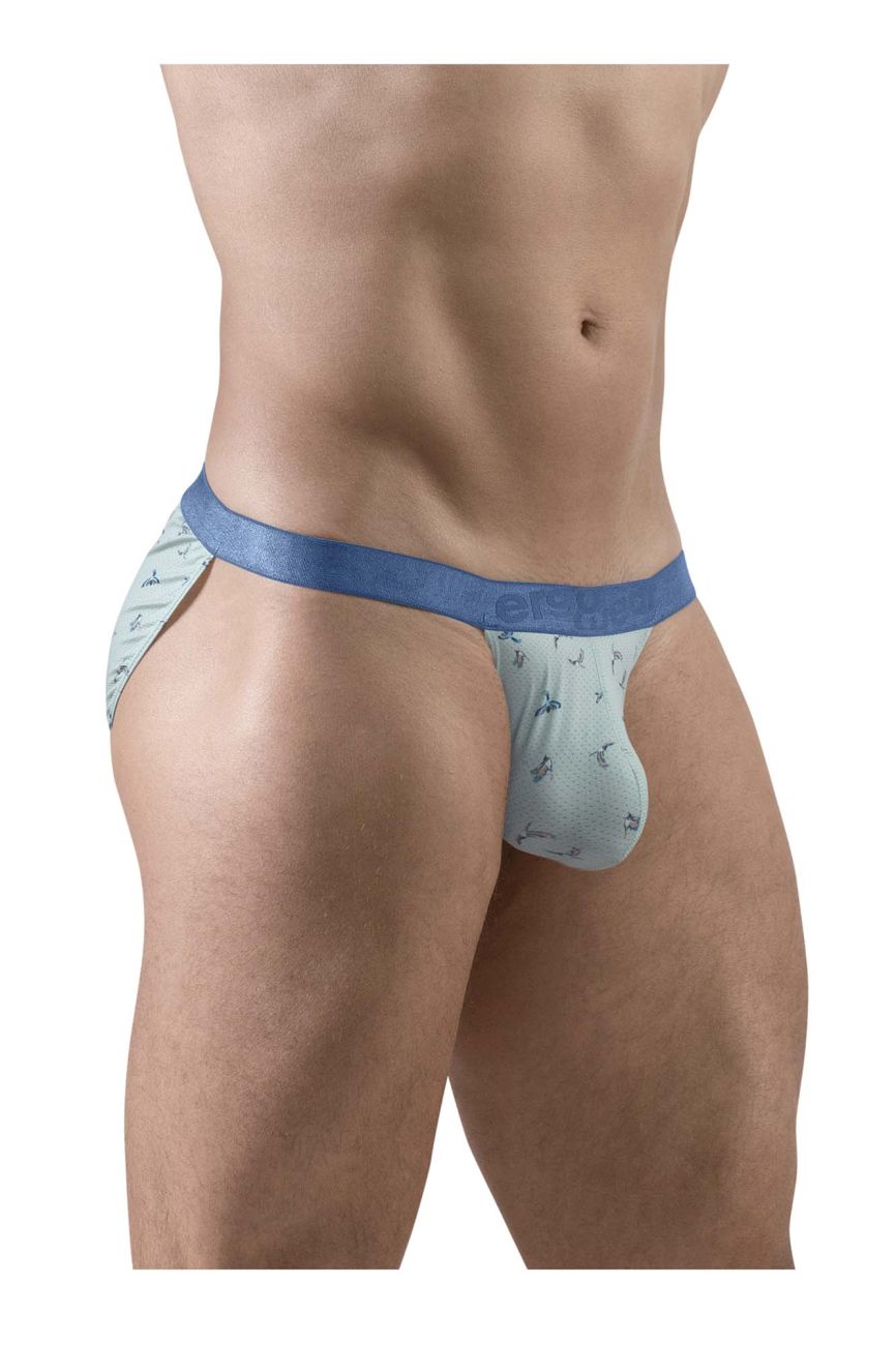 Bikinihose EW1777 SLK SE Frost-Birds, Rückansicht, helles Türkis mit blauem Bund