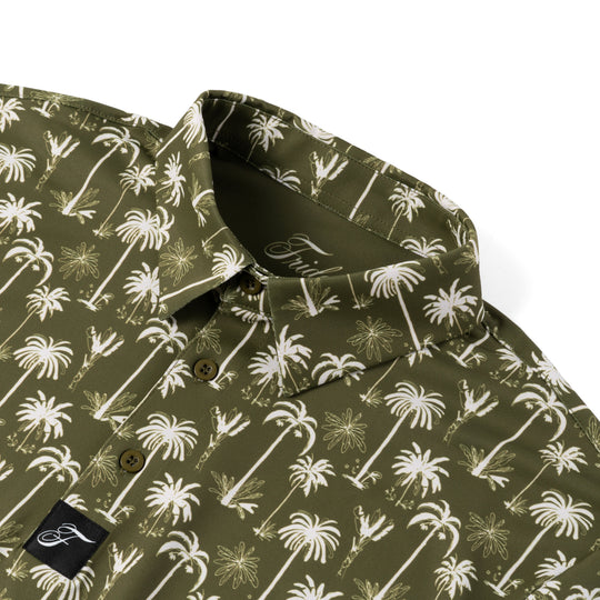 Botanical Boho short-sleeve shirt close-up of collar and button placket