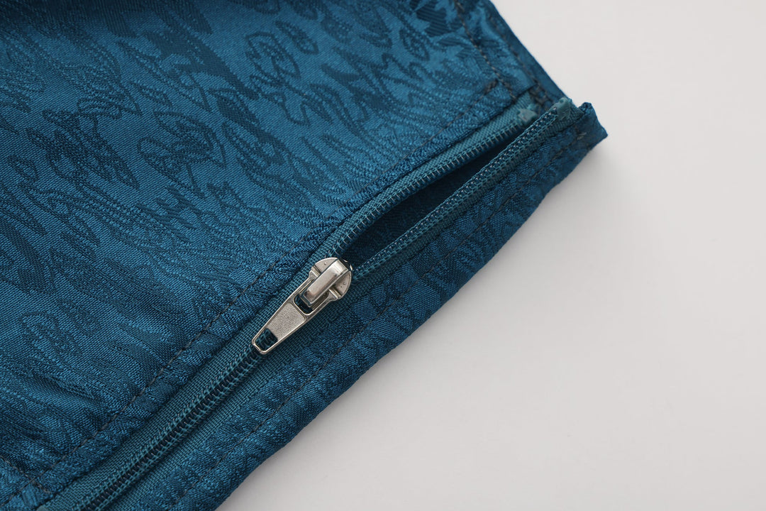 Bu forest blue sleeveless top: side clasp/zip detail