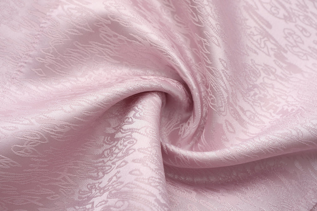 Fei Patch Maxi Skirt close-up fabric: light pink satin jacquard with subtle pattern texture.