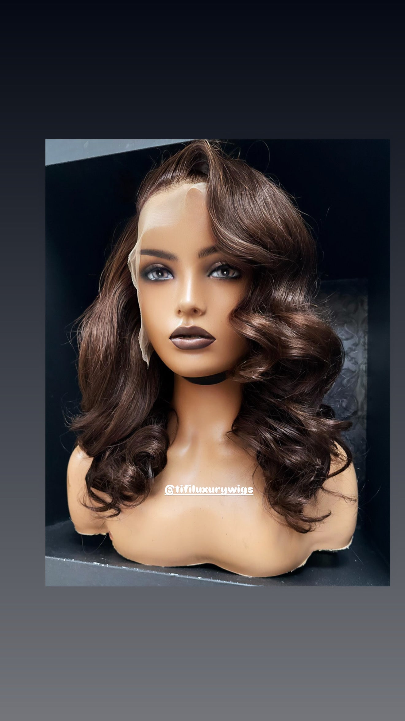Ciera Brown wig, deep brown voluminous loose curls with side part