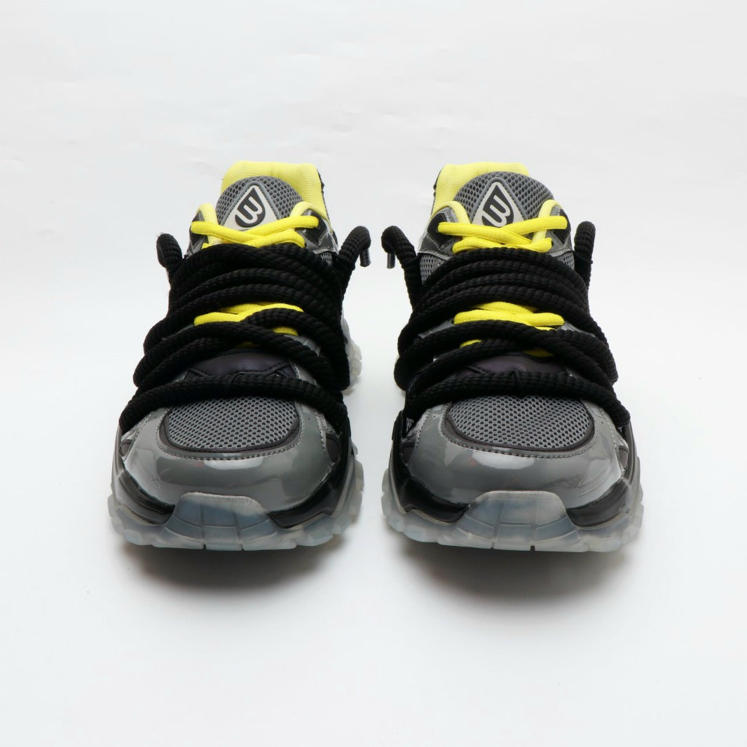 Enzo ICON V2 Shadow Sneaker, schwarz/grau mit neon-gelben Schnürsenkeln