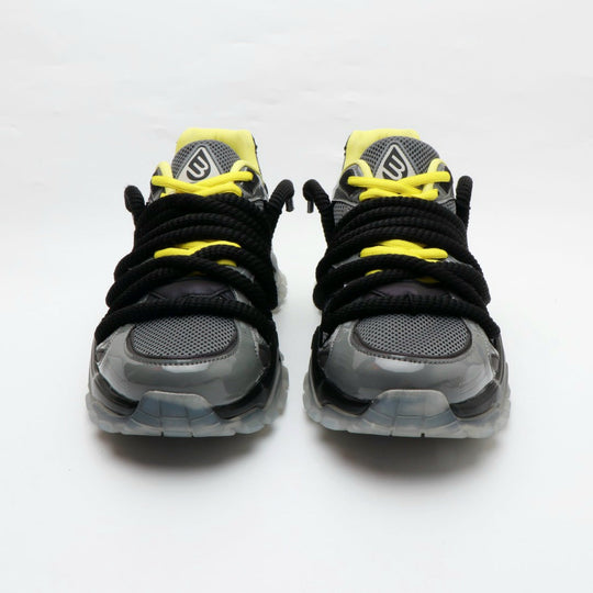 Enzo ICON V2 Shadow Sneaker, schwarz/grau mit neon-gelben Schnürsenkeln