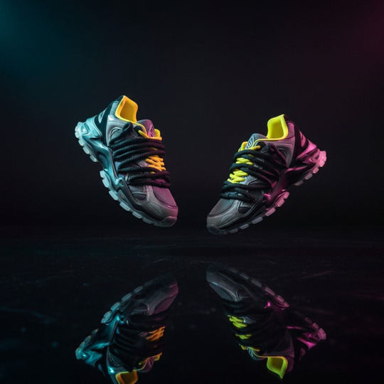 Enzo ICON V2 “Shadow” sneaker, dark upper with neon laces and chunky sole