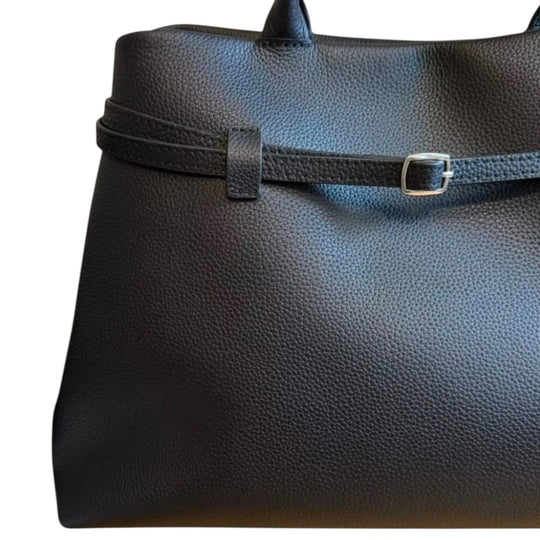 XL Sarah large belt tote bag with adjustable belt strap and metal buckle at top