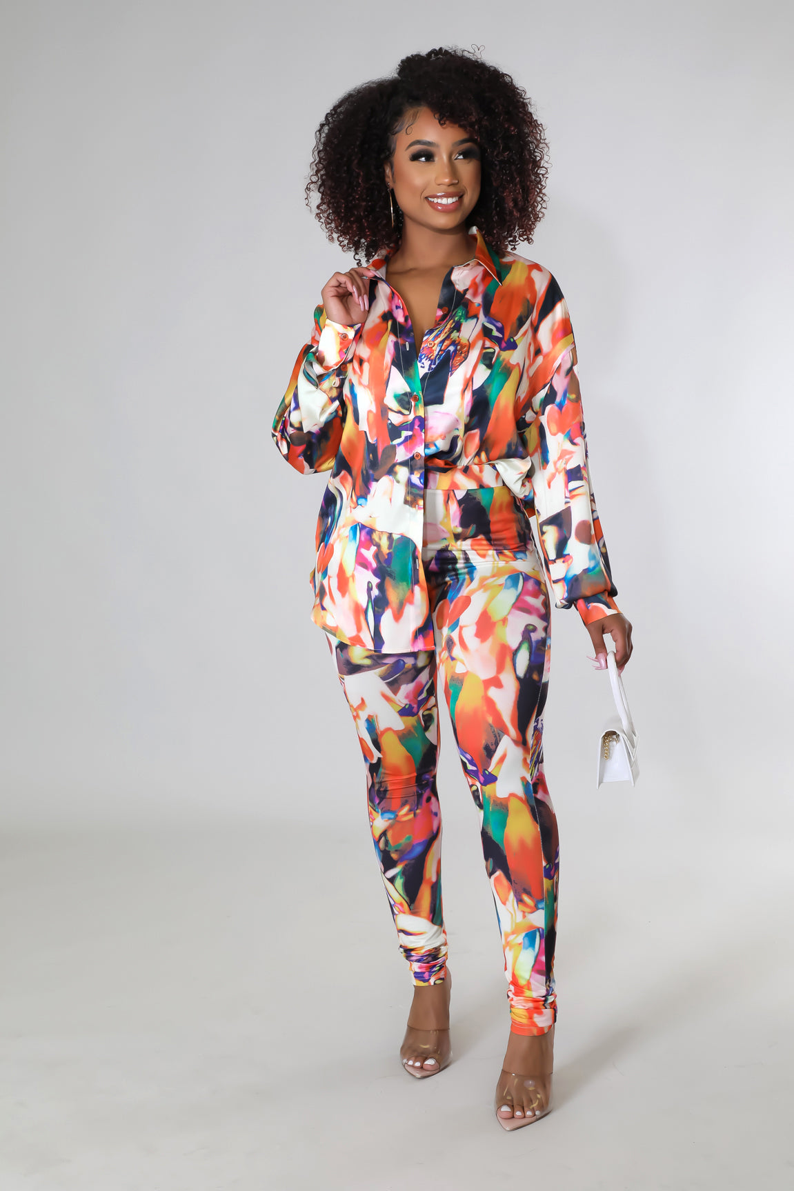 Breya Days Legging Set: colorful abstract print long-sleeve top & leggings