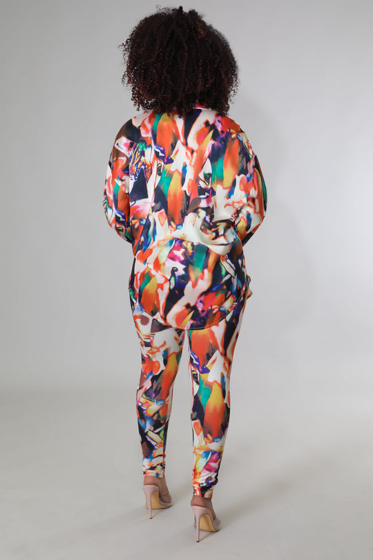 Breya Days Legging Set (back view): colorful abstract print long-sleeve top and leggings