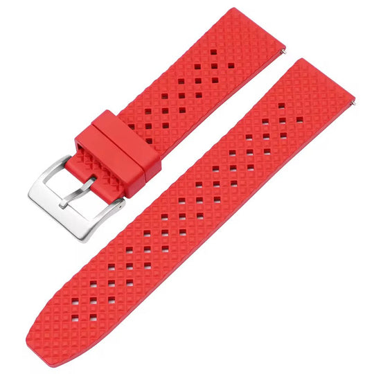 Tropic Bands Uhrenarmband, Rot, gelocht, strukturierte Oberfläche, Dornverschluss