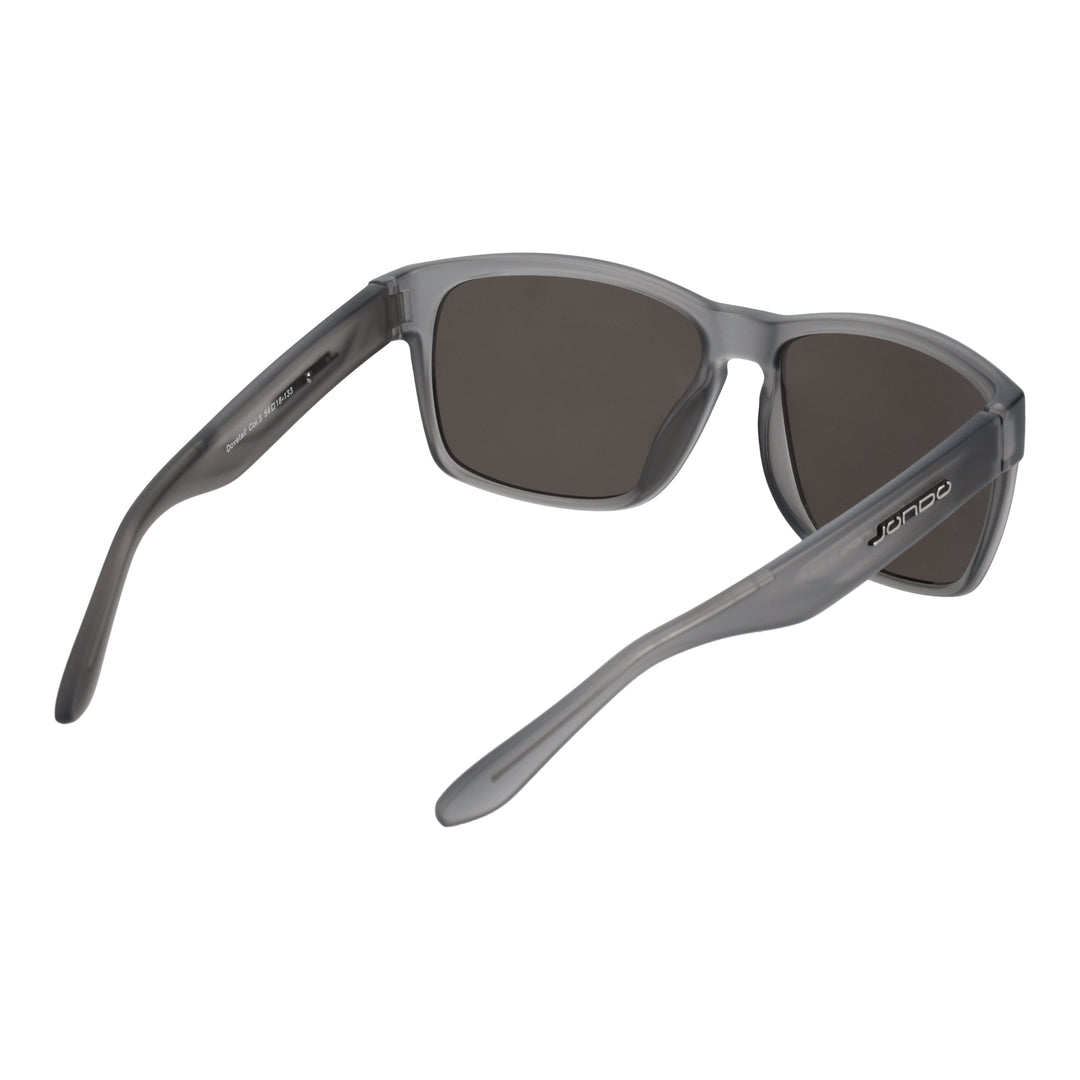 Frozen Ash golf sunglasses angled front view with dark brown lenses and side logo