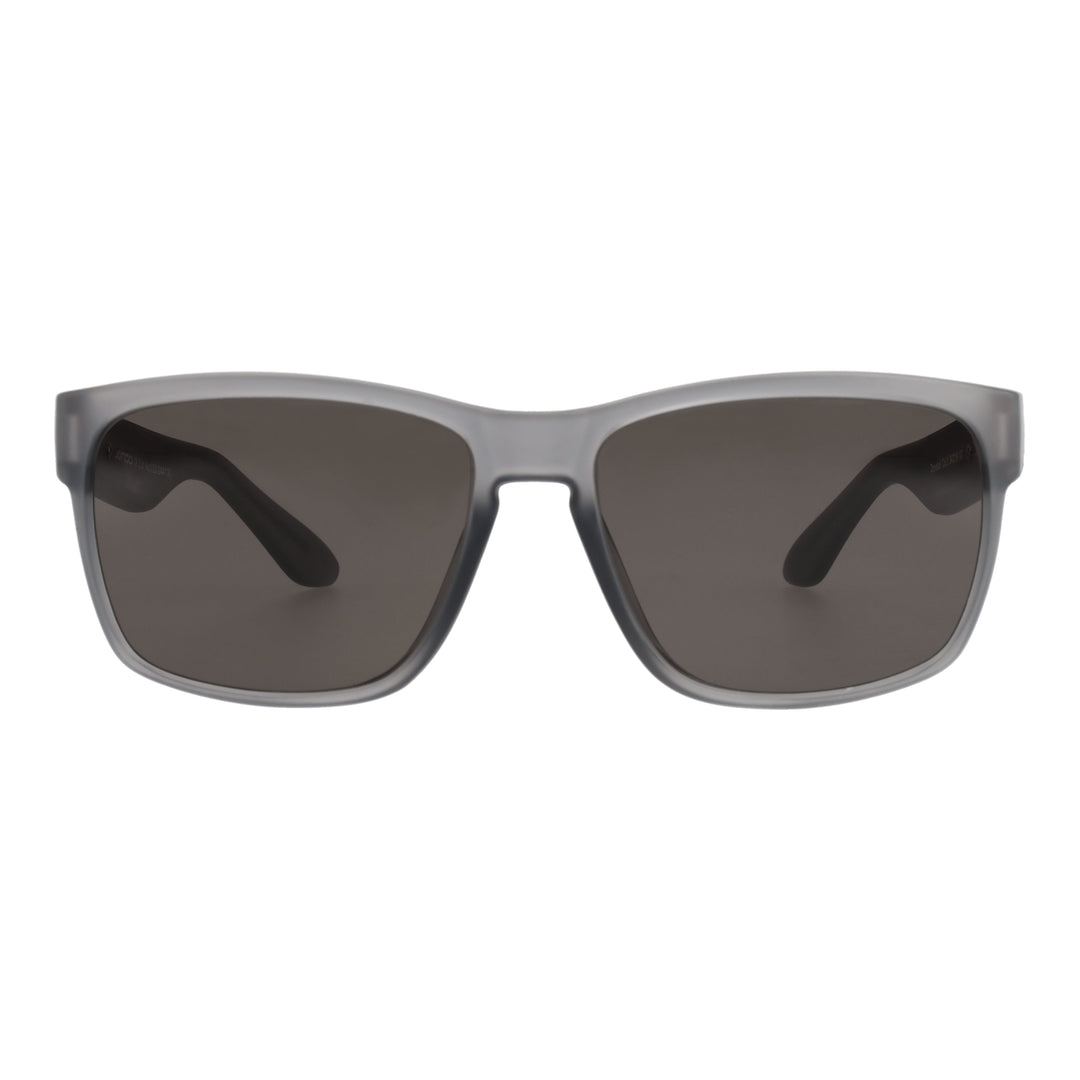 Frozen Ash golf sunglasses showing bridge and dark brown lenses with wrap coverage