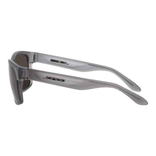 Frozen Ash golf sunglasses side view with dark brown lenses and curved temple tips