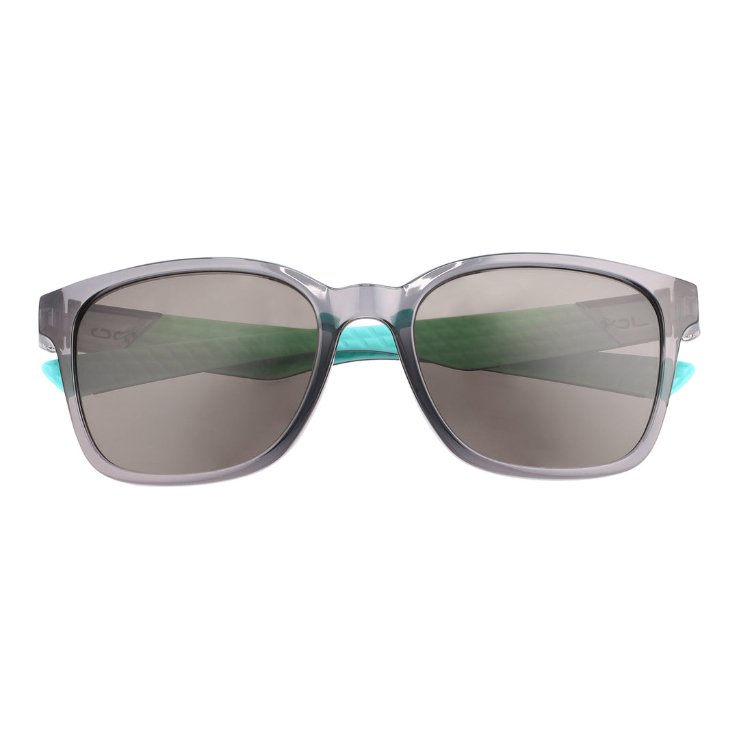 Sandy Golf Sunglasses Frontansicht, transparenter Rahmen mit grünen getönten Gläsern