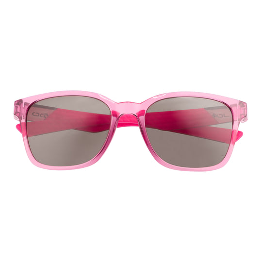 Sandy Golf Sunglasses in pink with mirrored dark lenses and curved bridge.