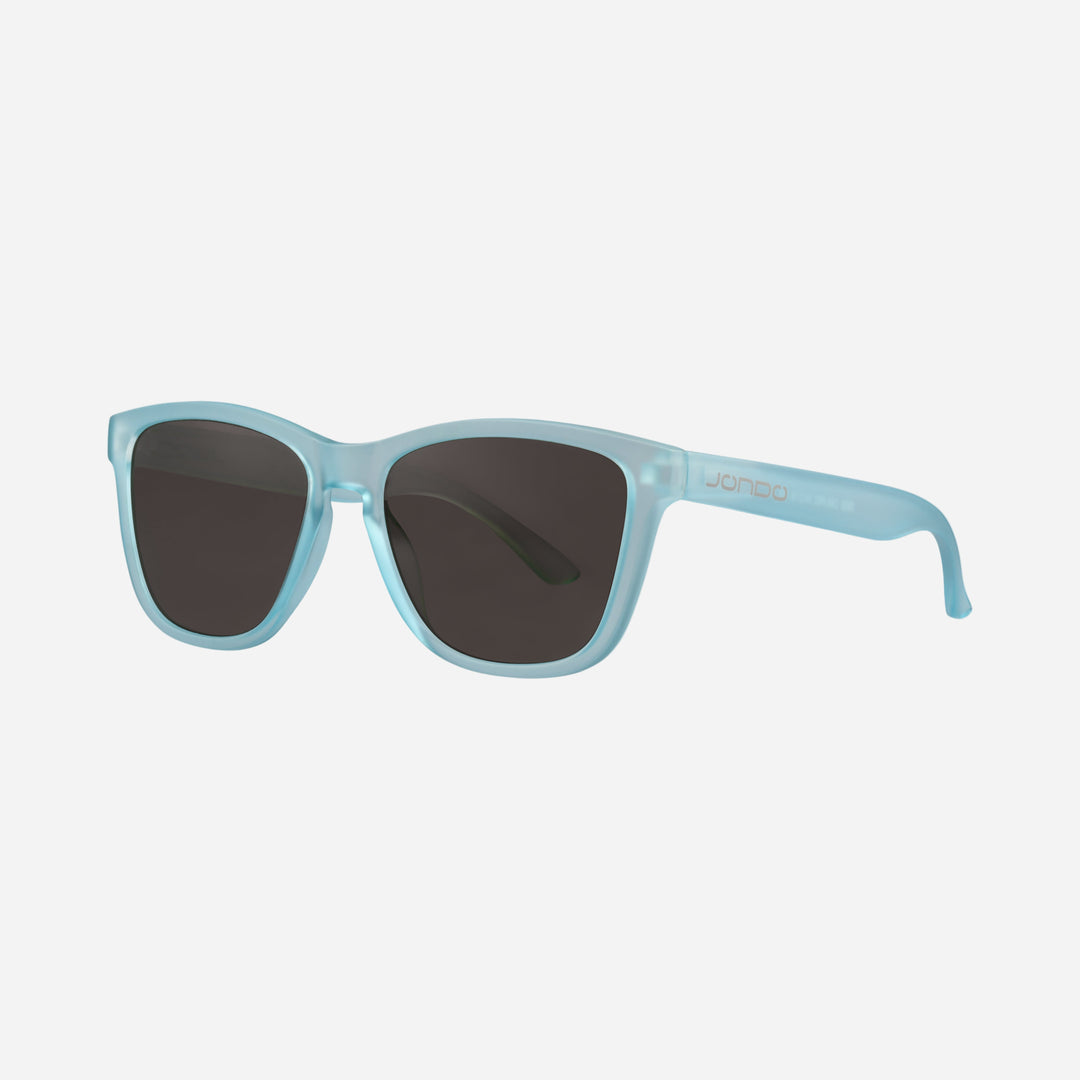 Fringe Golf Sunglasses in blue with dark lenses, square cat-eye frame