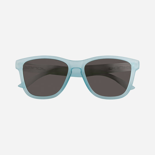 Blue Fringe Golf Sunglasses front view with dark lenses and logo temples