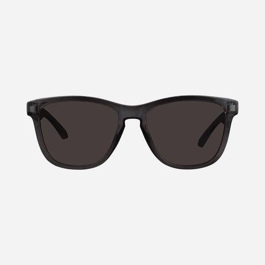 Fringe Golf sunglasses with dark frame and dark lenses, centered front view
