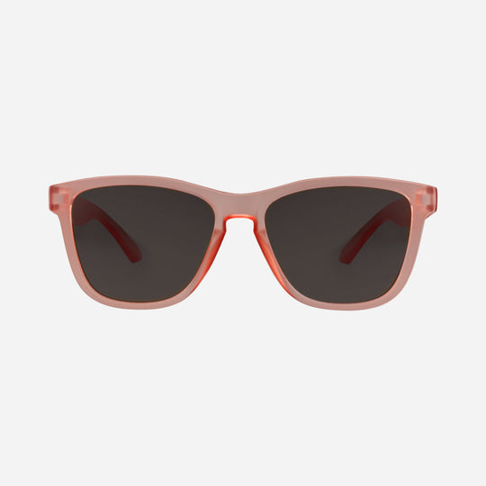 Rose Fringe Golf Sunglasses front view with dark lenses and wide frame