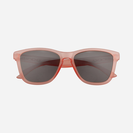 Fringe Golf sunglasses with rose frame and dark lenses, front view