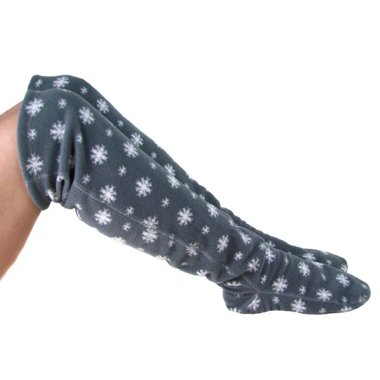 Fleece over-the-knee sock with snowflake print and cushioned sole