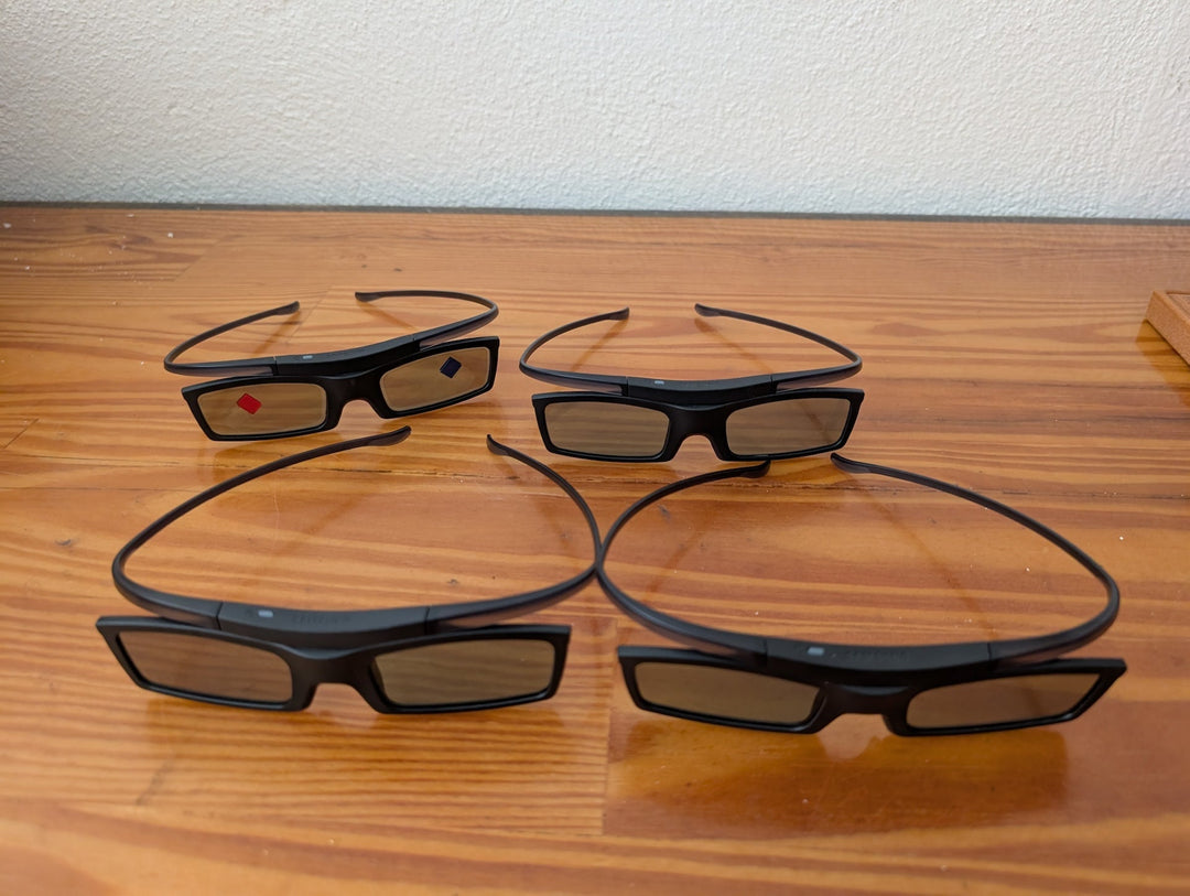 3D Active glasses, black plastic frames with tinted lenses (set of 4)