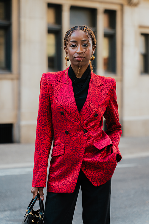 Premier Blazers: roter Blazer mit Reverskragen und zweireihiger Optik