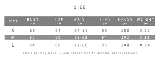 Size chart for tie-dye halter backless maxi dress set, bust, waist, hips, weight