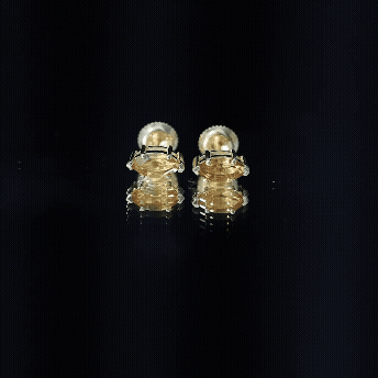 Citrine stud earrings with gold-tone screw-back posts, front view