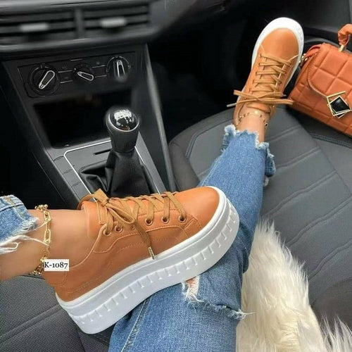 Tan casual platform women&