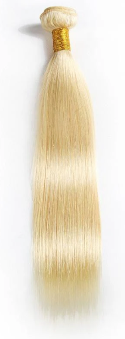 Bossy Blonde straight bundles: full bundle of straight blonde hair, gold-thread top