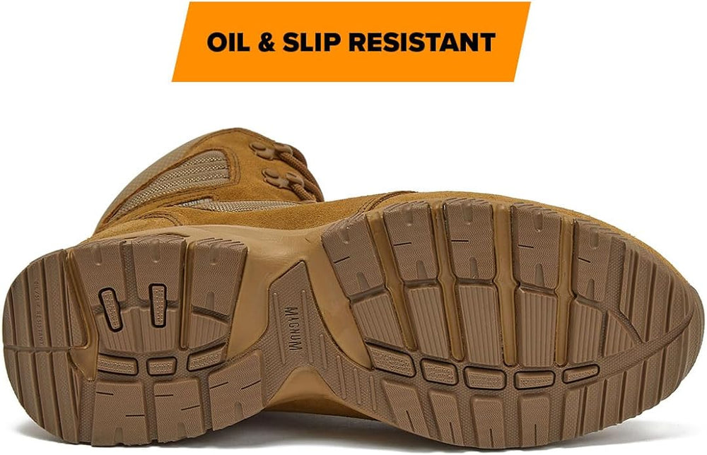 Coyote boot outsole with deep tread for oil- and slip-resistant traction