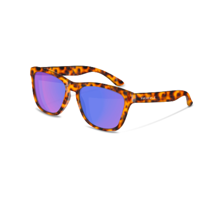Boat Drinks sunglasses with tortoise frame and purple mirrored lenses