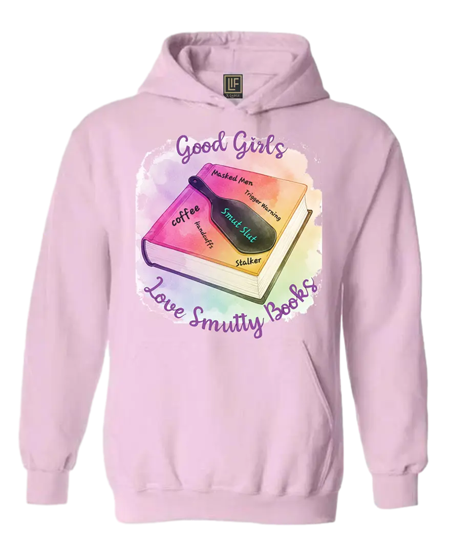 Good Girl Hoodie in light purple/rose with “Good Girls” book graphic on front