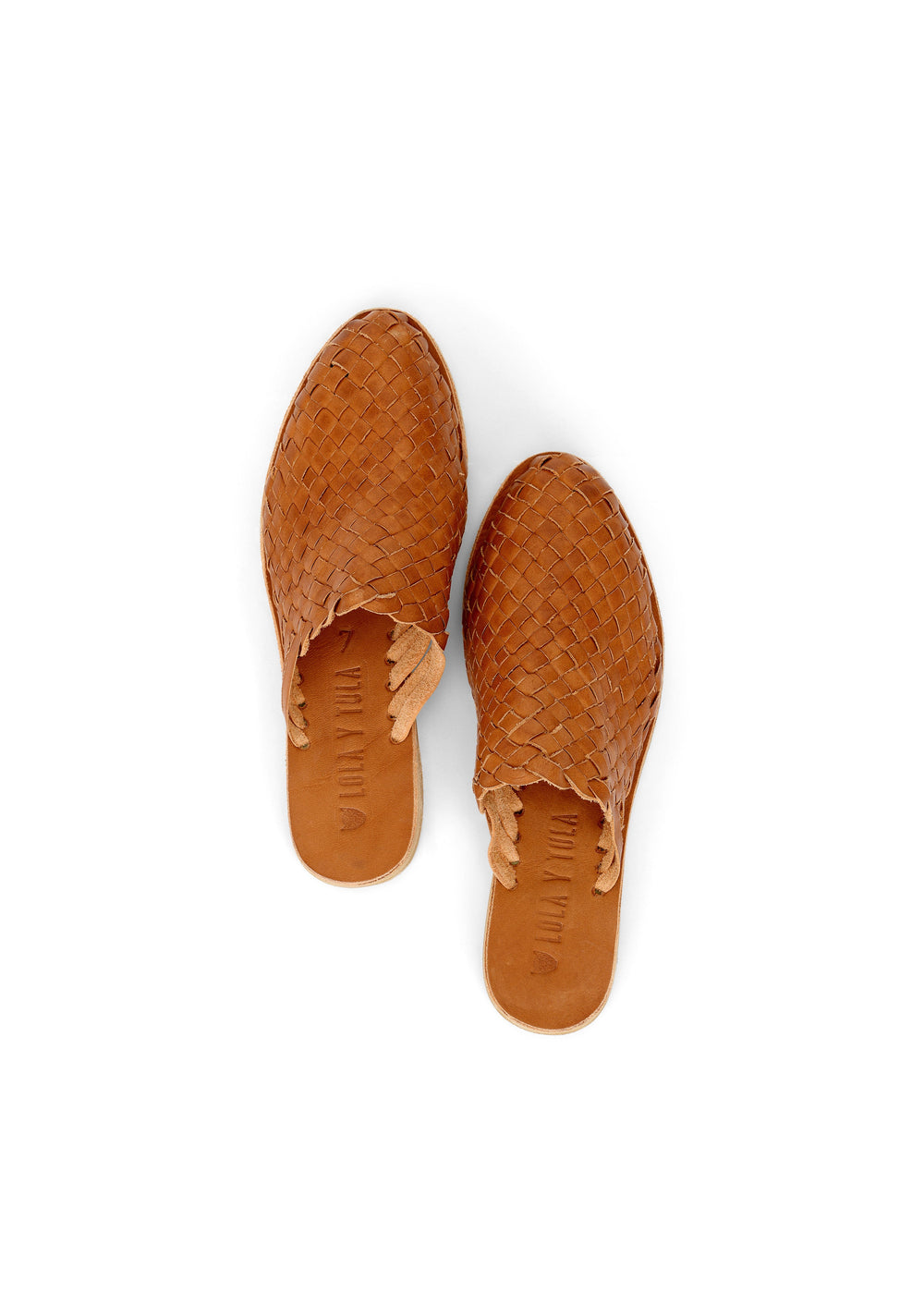 Camel woven leather slide mules, open toe and braided texture
