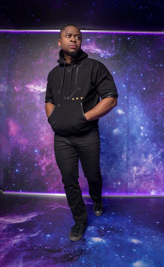 Black Wild Hoodie with kangaroo pocket and drawstring hood