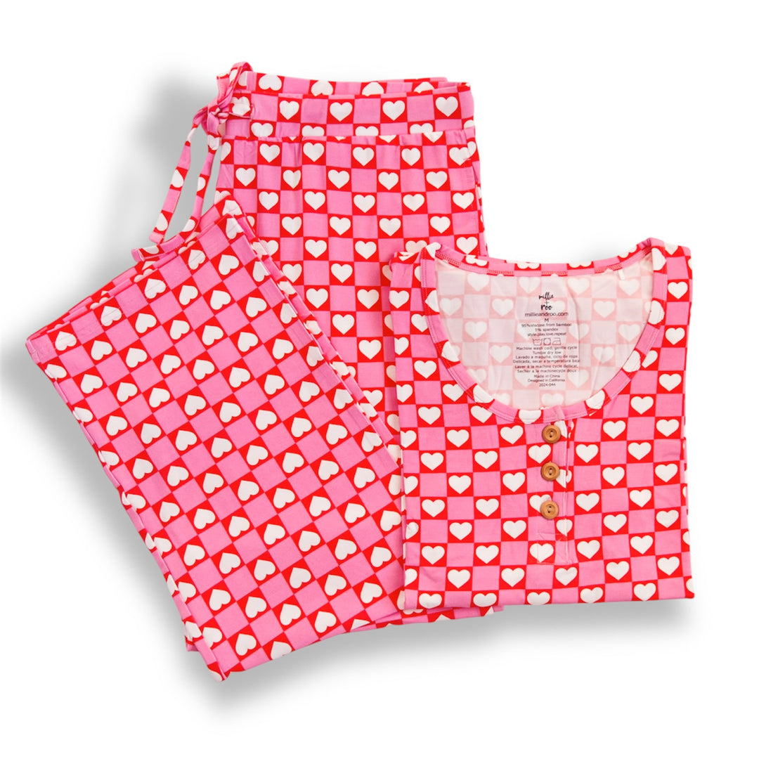 millie + roo red heart pajama set—long-sleeve top with drawstring pants