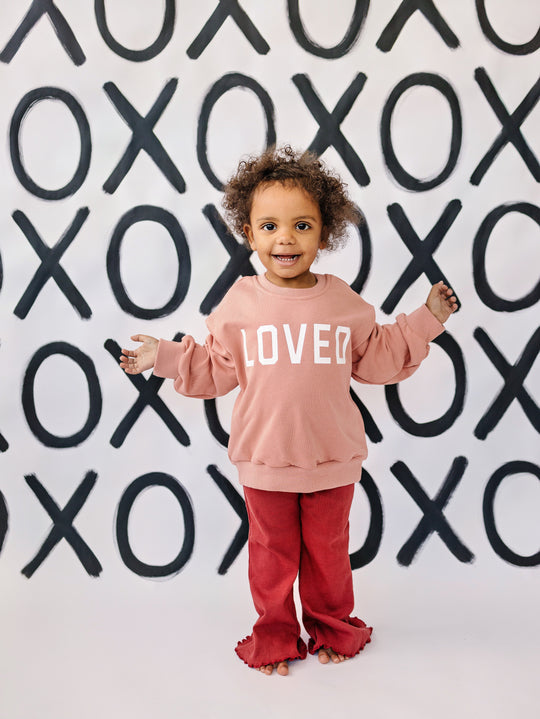 Pink crewneck sweatshirt with &