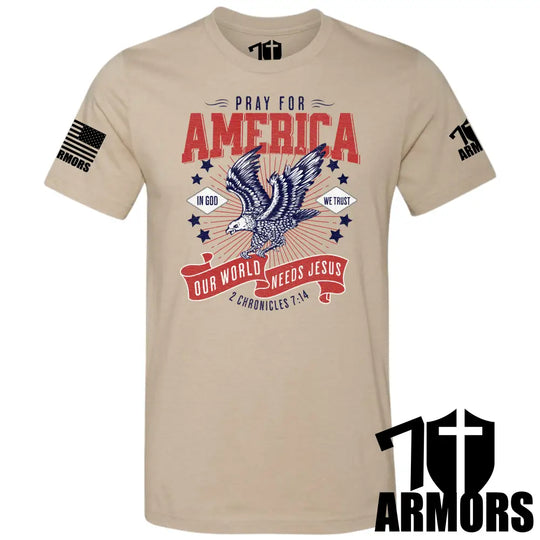 T-shirt America Needs Jesus, FDE; eagle graphic with patriotic text front