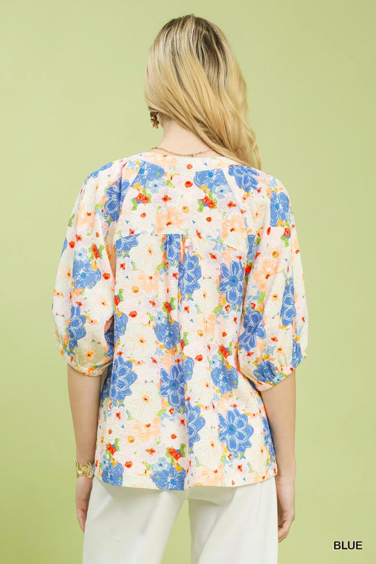 Umgee Mixed Floral Print Blouse