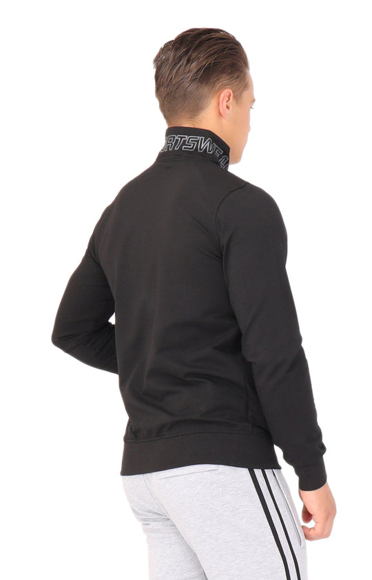 All-Day Comfort Full Zip Sweatshirt noir vue de dos, manches longues et bas côtelé
