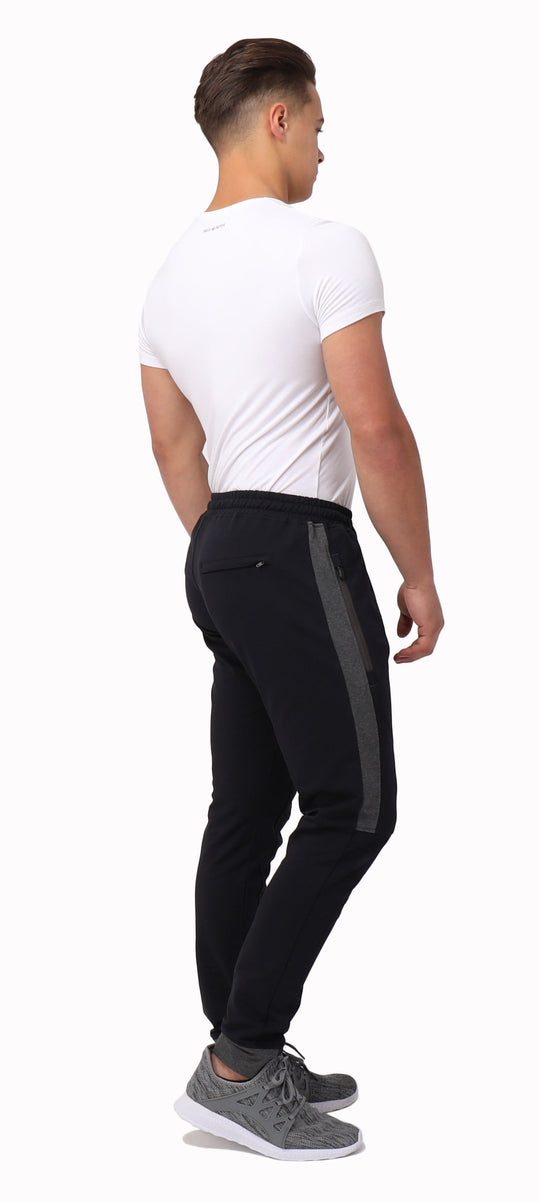 Infinite Flex Jogger TALL in dark black, side-panel stripe and cuffed tapered ankle